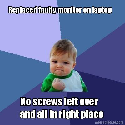 replaced-faulty-monitor-on-laptop-no-screws-left-over-and-all-in-right-place