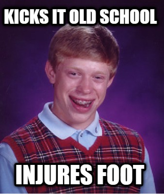 kicks-it-old-school-injures-foot